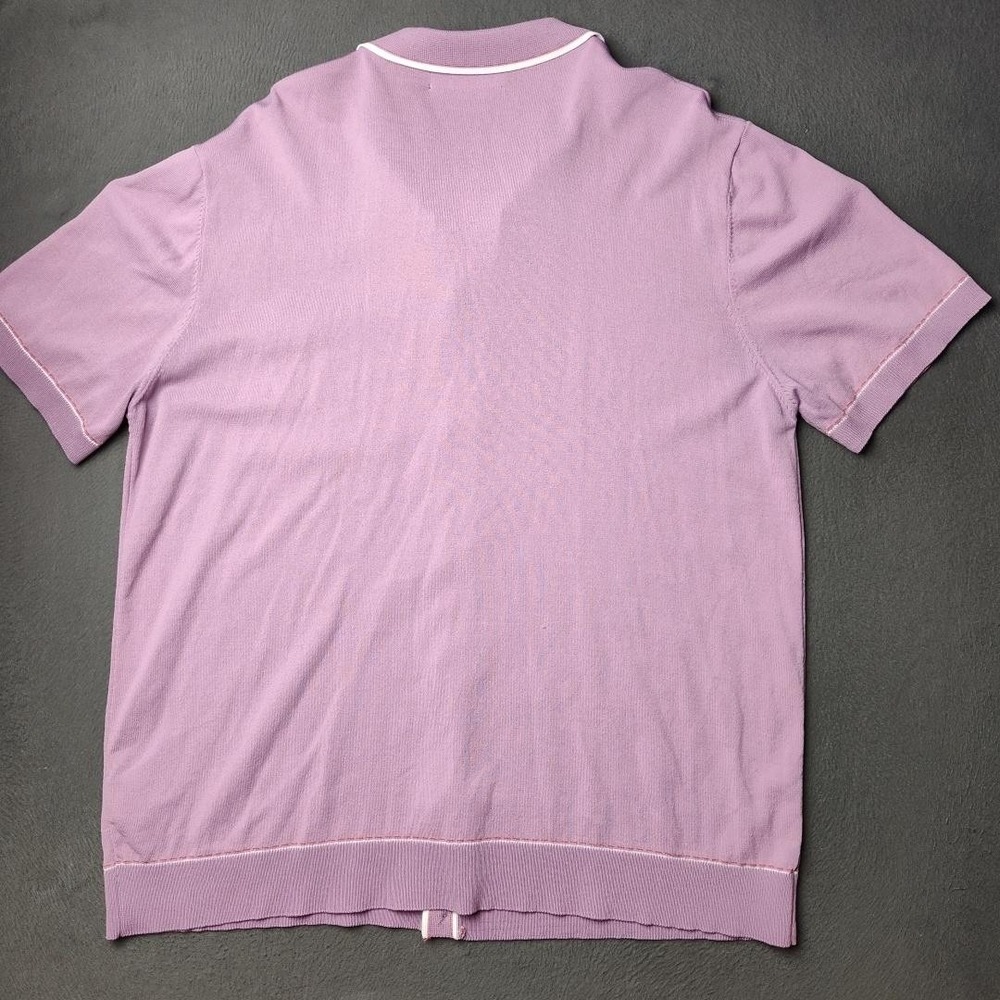 Paul Jones Shirt Mens XL Purple Knit Button Front Ribbed Contrast Piping Work Sc - Picture 3 of 9